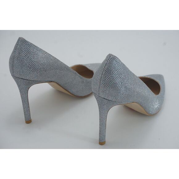 Stuart Weitzman Leigh Silver Glitter Pointed Toe Heel Pump SZ 8 $495 - Picture 2 of 12